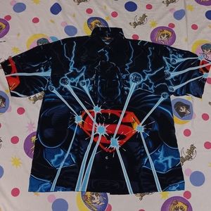 2001 Superman All Over Print Vintage DC Comics Button Up Shirt